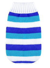 KUTKUT Turtleneck Blue & White Stripes Dog Wool Sweater, Winter Coat Apparel Clothes for Cold Weather, Warm Pullover With Elastic Leg Bands for Puppy & Small Dogs (Blue) - kutkutstyle